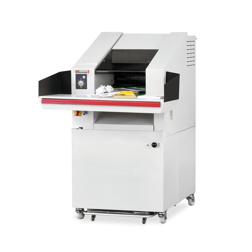 N° de l'image du produit 2 : Destructeur de documents grande capacité HSM Powerline FA 500.3, coupe croisée en particules 10,5 x 40 à 76 mm