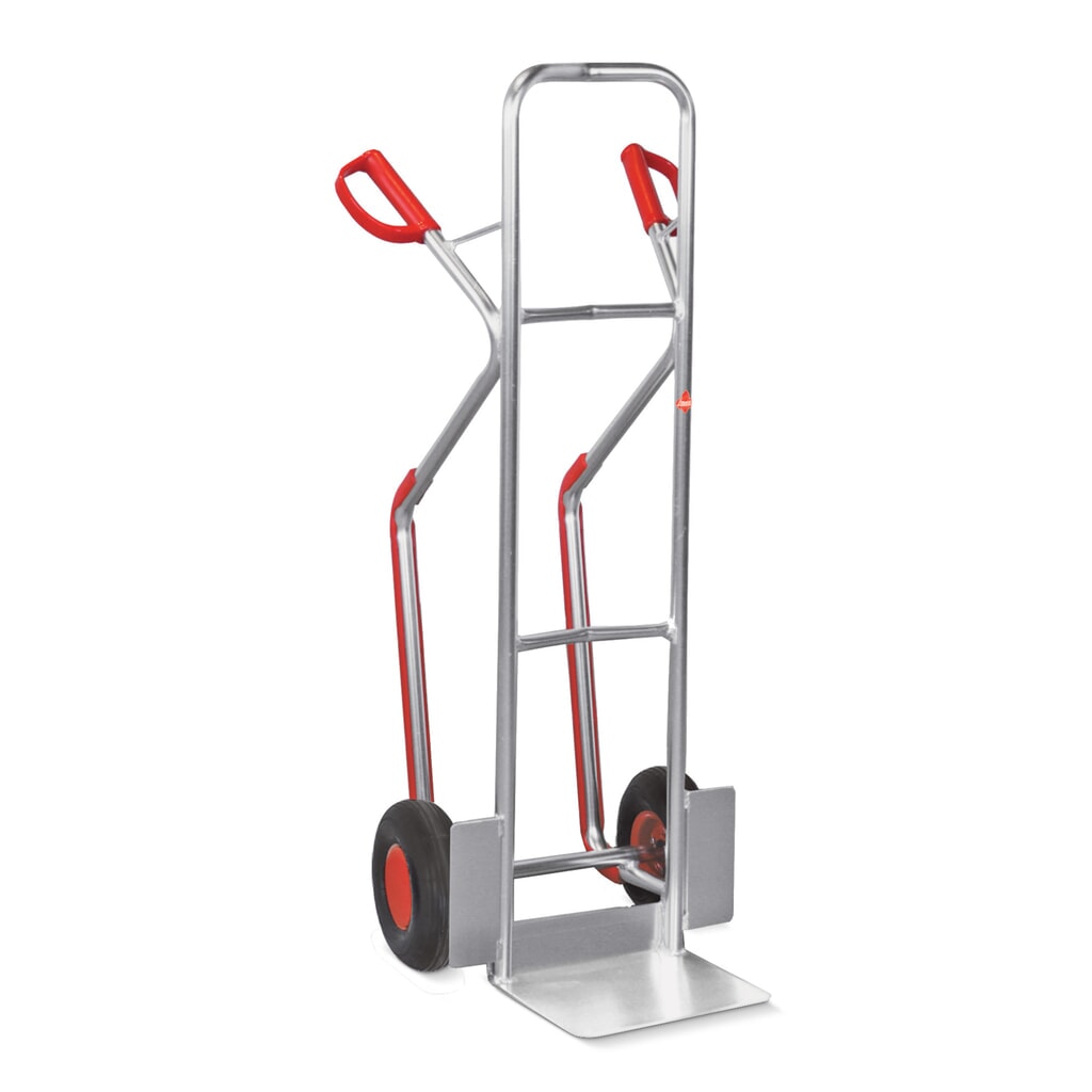 Illustration du produit: Diable d’empilage Ameise®, aluminium, avec patins, capacité de charge 200 kg, bavette l x P 320 x 250 mm, pneus gonflables