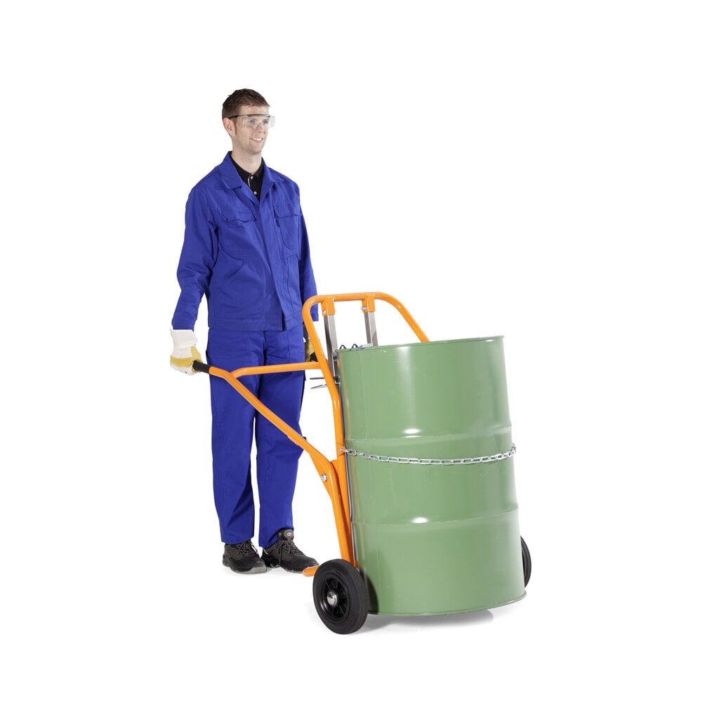 Diable porte-fûts, pour 1x fût en PE de 60 à 220 litres, capacité de charge 350 kg N° de l'image du produit 5 : Diable porte-fûts, pour 1x fût en PE de 60 à 220 litres, capacité de charge 350 kg