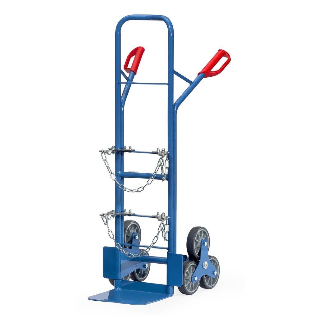 fetra® Diable pour escaliers pour bouteilles en acier, capacité de charge 200 kg N° de l'image du produit 1 : fetra® Diable pour escaliers pour bouteilles en acier, capacité de charge 200 kg