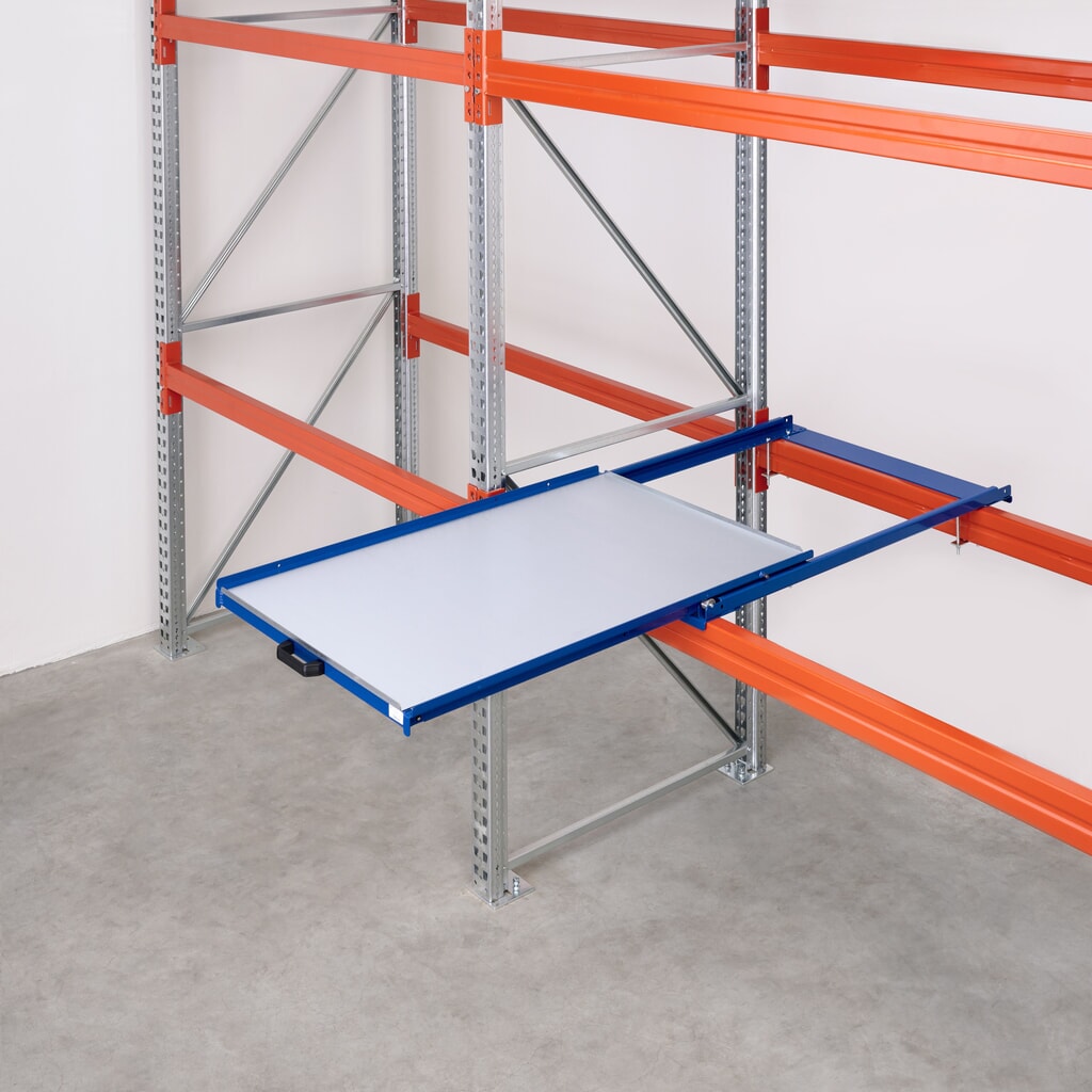 Dispositif d’extraction de palettes avec fond en acier, capacité de charge 200 kg, profondeur d’extraction de 70 % N° de l'image du produit 3 : Dispositif d’extraction de palettes avec fond en acier, capacité de charge 200 kg, profondeur d’extraction de 70 %