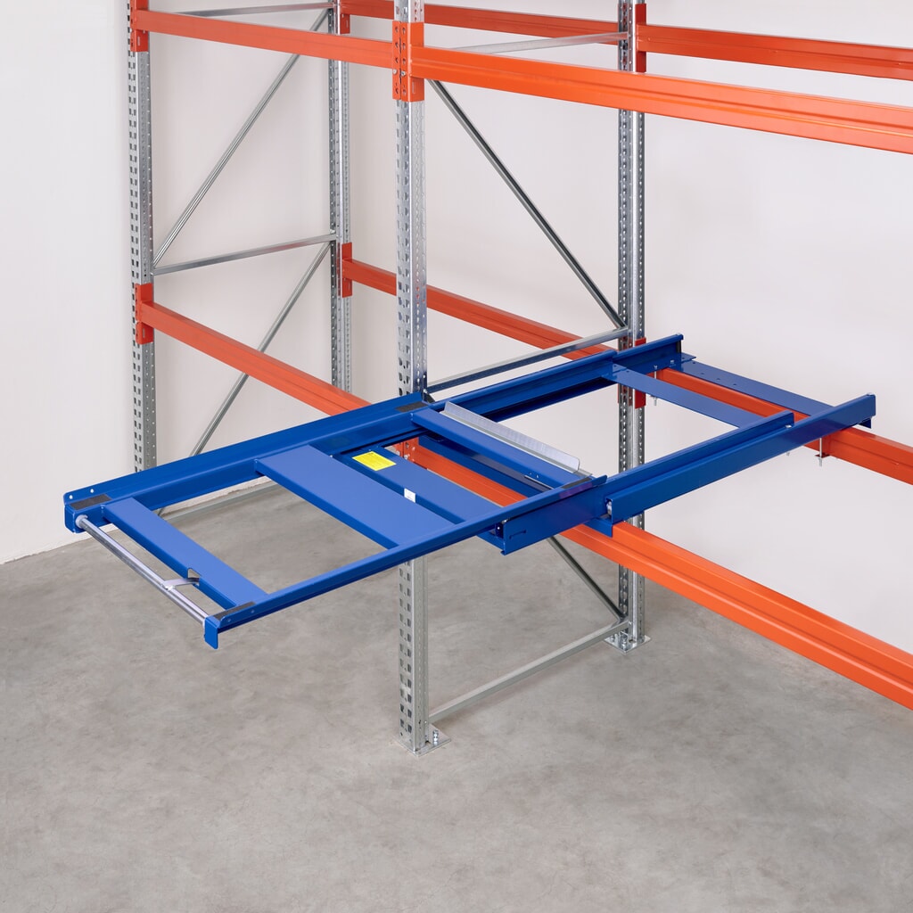 Dispositif d’extraction de palettes pour charges lourdes, capacité de charge 600 kg, profondeur d’extraction de 100 % N° de l'image du produit 3 : Dispositif d’extraction de palettes pour charges lourdes, capacité de charge 600 kg, profondeur d’extraction de 100 %