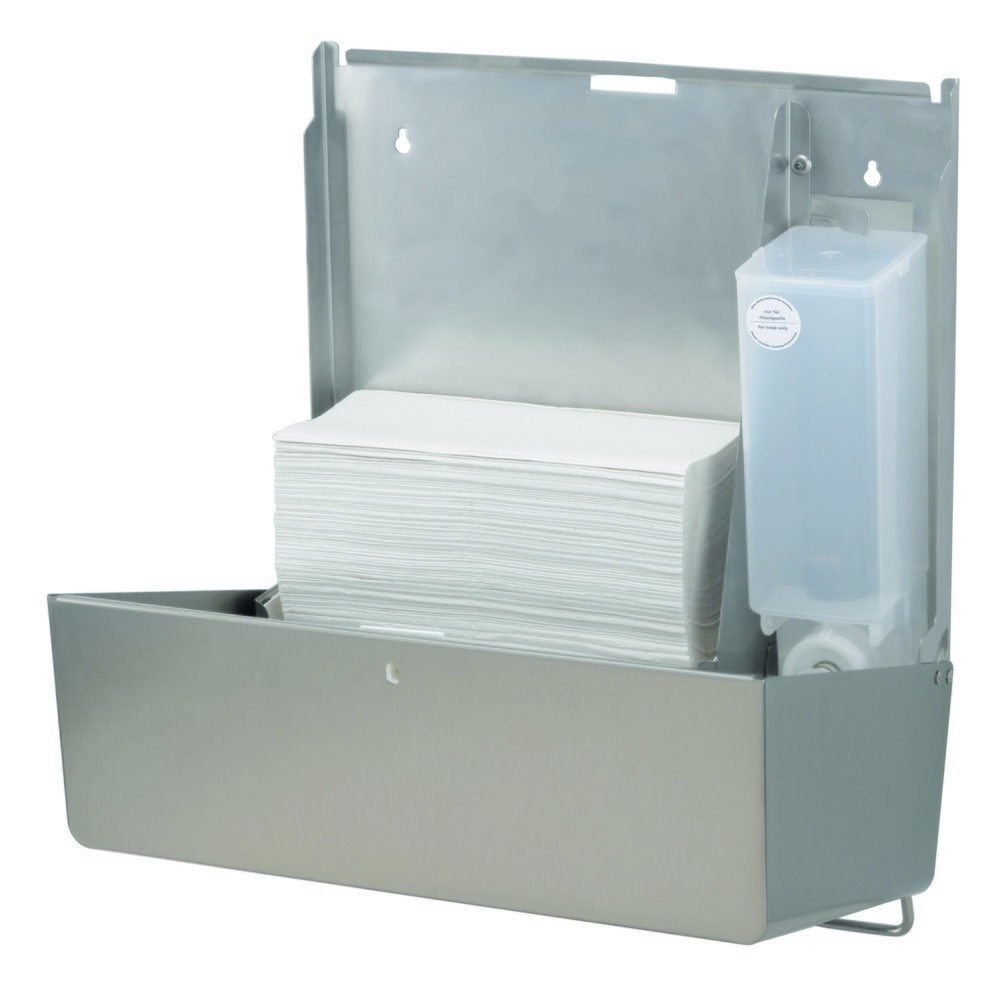 Numéro de l'image du produit 2: Distributeur combiné d’essuie-mains en papier et de savon Air-Wolf droite en acier inoxydable brossé