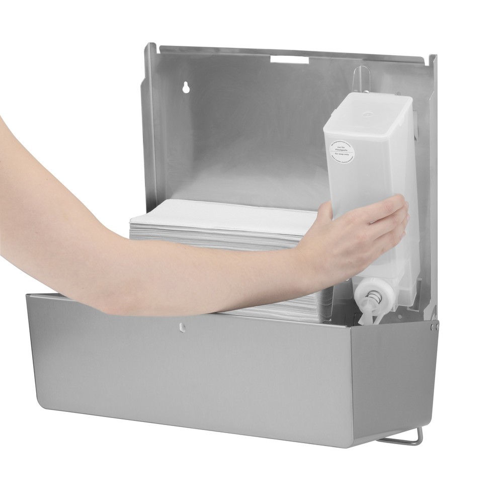 Numéro de l'image du produit 4: Distributeur combiné d’essuie-mains en papier et de savon Air-Wolf droite en acier inoxydable brossé