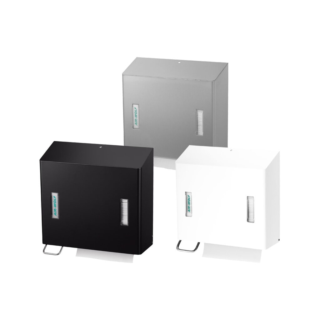 N° de l'image du produit 2 : Distributeur combiné d’essuie-mains en papier et de savon Air-Wolf gauche en acier inoxydable brossé