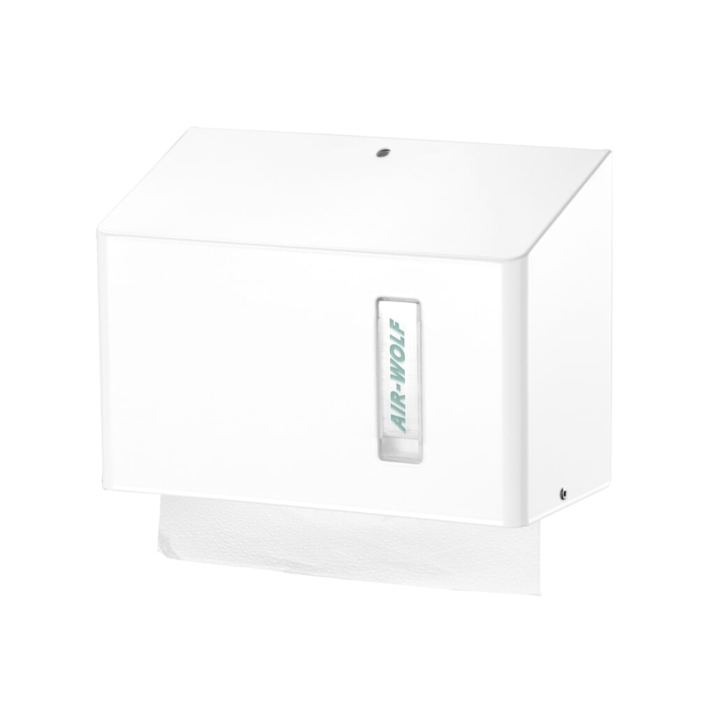 Distributeur d’essuie-mains en papier Air-Wolf pour env. 300 essuie-mains en papier série Omega, blanc Illustration du produit: Distributeur d’essuie-mains en papier Air-Wolf pour env. 300 essuie-mains en papier série Omega, blanc