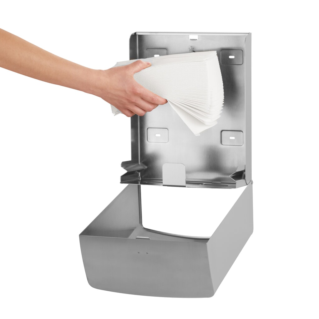N° de l'image du produit 7 : Distributeur d’essuie-mains en papier Air-Wolf pour jusqu’à 600 essuie-mains pliés en acier inoxydable brossé