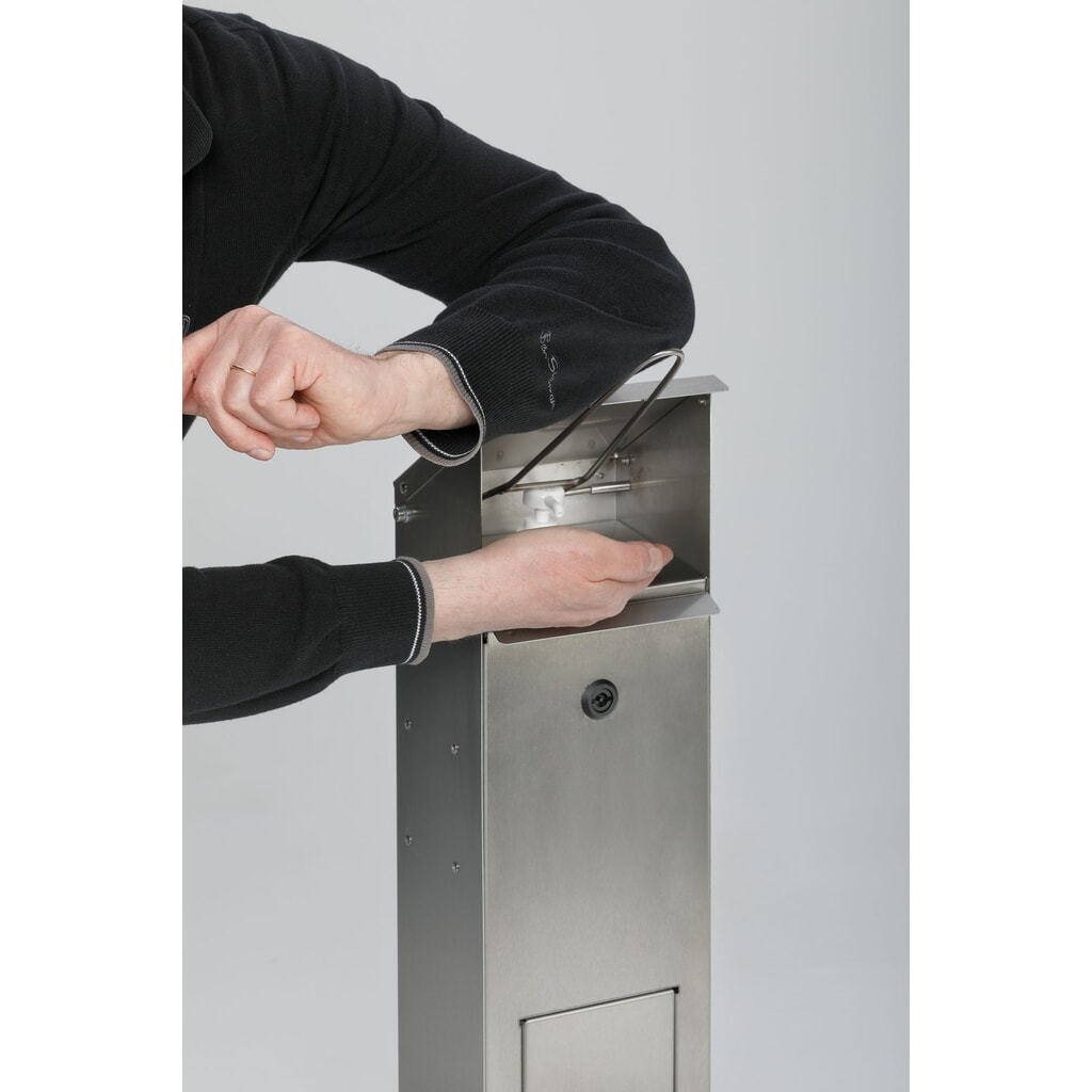 Distributeur de désinfectant pour les mains VAR® HDS 115, montage au sol, acier inoxydable N° de l'image du produit 2 : Distributeur de désinfectant pour les mains VAR® HDS 115, montage au sol, acier inoxydable