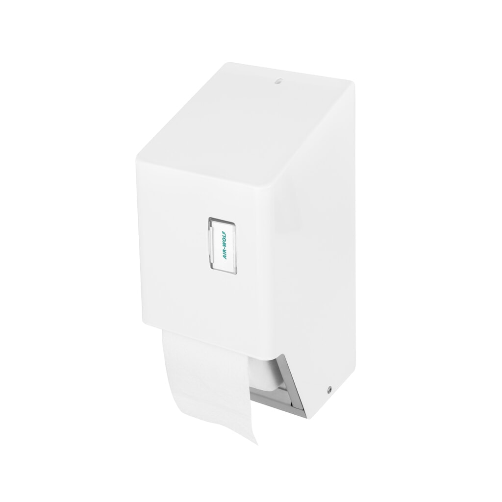 Distributeur de papier toilette Air-Wolf pour 2 rouleaux de papier, blanc Illustration du produit: Distributeur de papier toilette Air-Wolf pour 2 rouleaux de papier, blanc