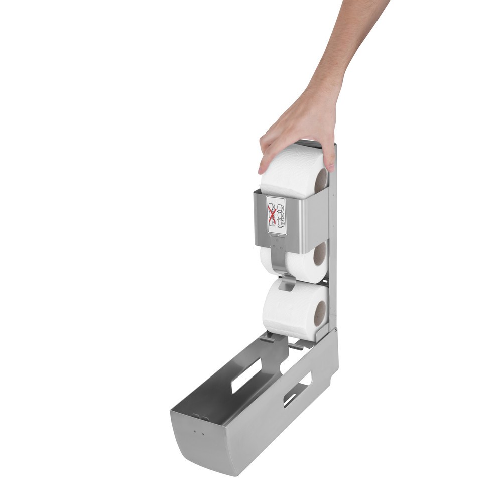 Numéro de l'image du produit 5: Distributeur de papier toilette Air-Wolf pour 3 rouleaux de papier toilette, acier inoxydable brossé