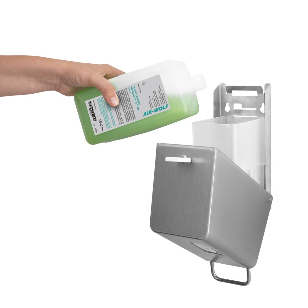 Numéro de l'image du produit 2: Distributeur de savon et de désinfectant Air-Wolf pour 250 ml en acier inoxydable brossé