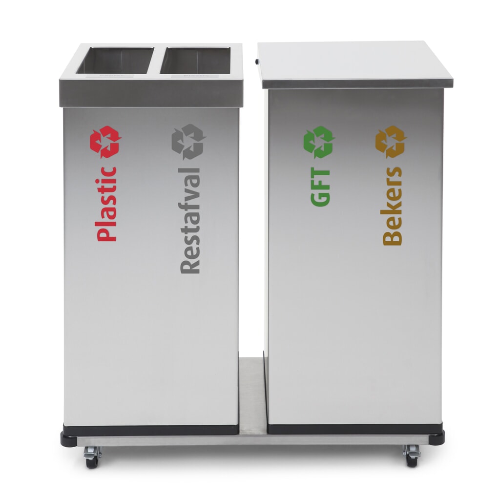 N° de l'image du produit 3 : Double chariot à roulettes pour poubelles CARRO, 110 litres