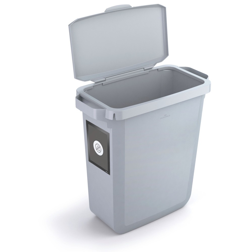 N° de l'image du produit 7 : DURABLE Conteneur à déchets DURABIN® 60L avec couvercle rabattable + cadre d’affichage DURAFRAME®, gris