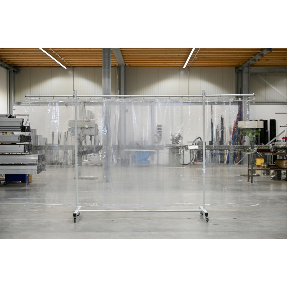 Numéro de l'image du produit 1: Écran de protection mobile à pans orientables, en 3 parties, bâche 0,4 mm, transparent