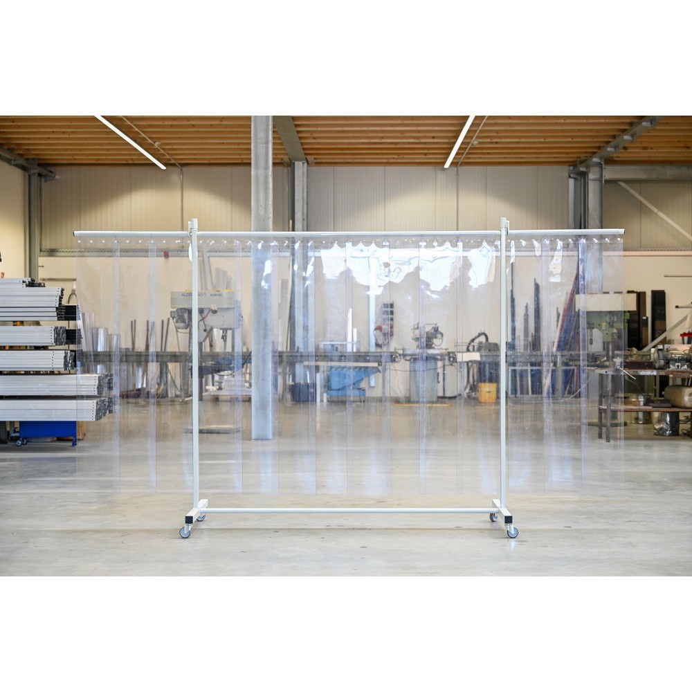 Numéro de l'image du produit 1: Écran de protection mobile à pans orientables, en 3 parties, lamelles 2 mm, gris/argent