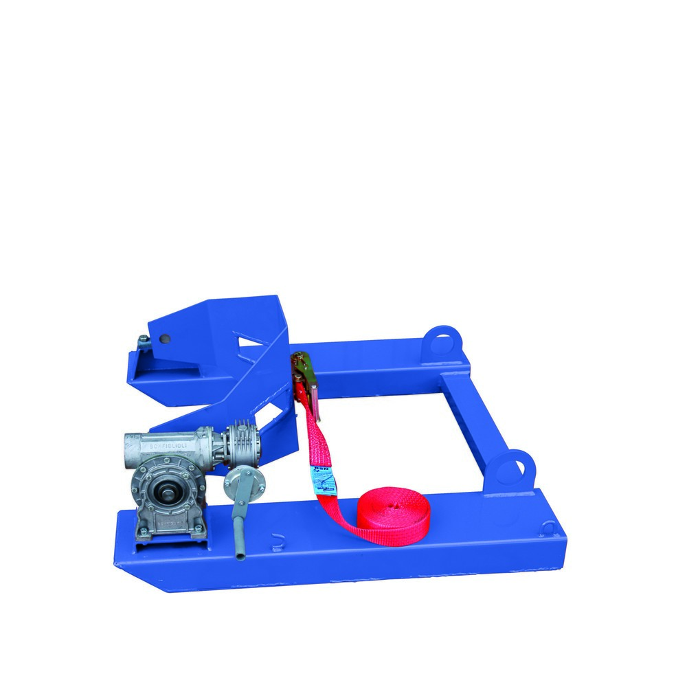 Numéro de l'image du produit 1: Eichinger® Basculeur de fûts et de poubelles, manivelle, 1 x fût bleu gentiane