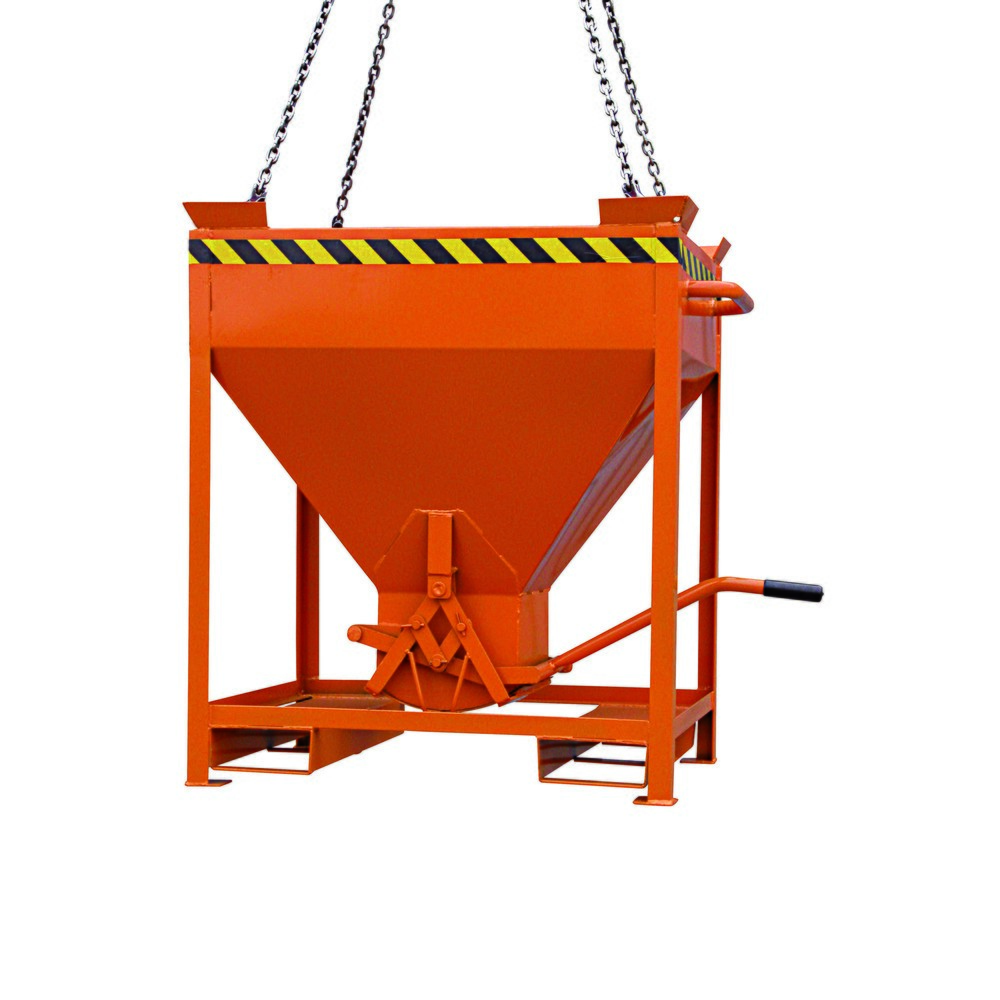 Numéro de l'image du produit 1: Eichinger® Conteneur silo entrées de fourche et œillets de grue, sortie centrale commandé par levier, 300 litres, orangé pur
