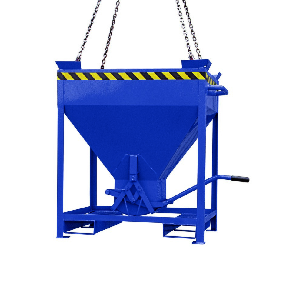 Numéro de l'image du produit 1: Eichinger® Conteneur silo entrées de fourche et œillets de grue, sortie centrale commandé par levier, 300 litres, bleu gentiane