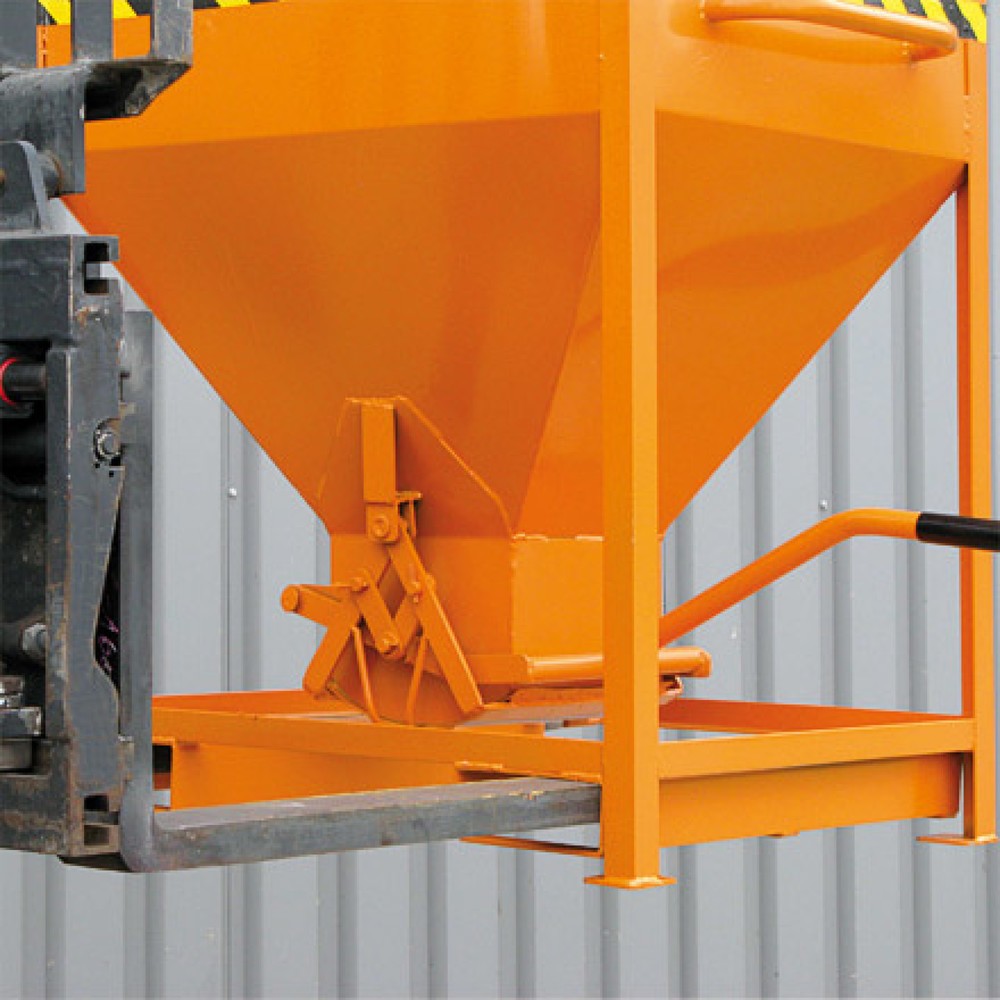Numéro de l'image du produit 5: Eichinger® Conteneur silo entrées de fourche et œillets de grue, sortie centrale commandé par levier, 300 litres, bleu gentiane