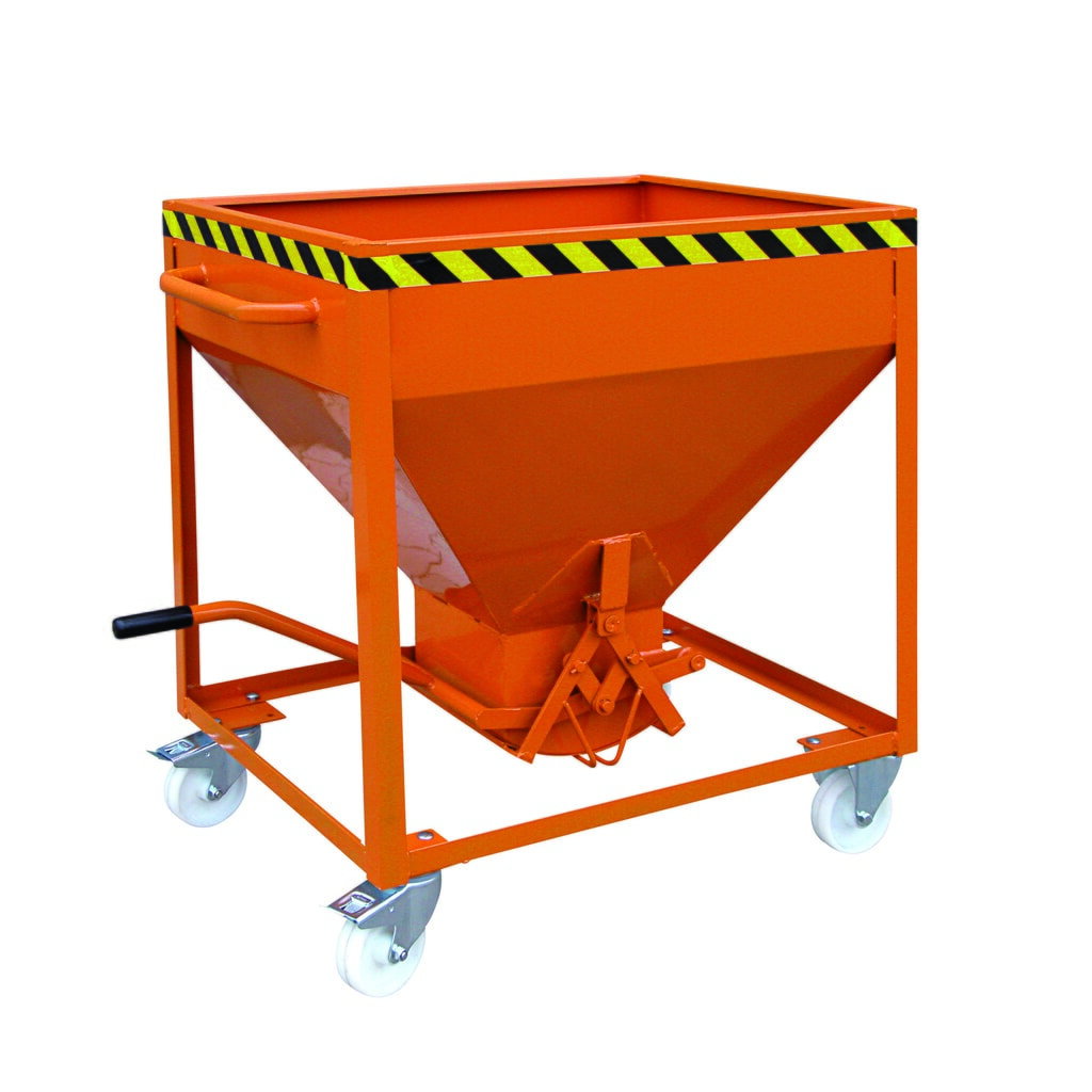 Eichinger® Conteneur silo sur roulettes, sorti centrale commandée par levier, 300 litres, orangé pur N° de l'image du produit 1 : Eichinger® Conteneur silo sur roulettes, sorti centrale commandée par levier, 300 litres, orangé pur
