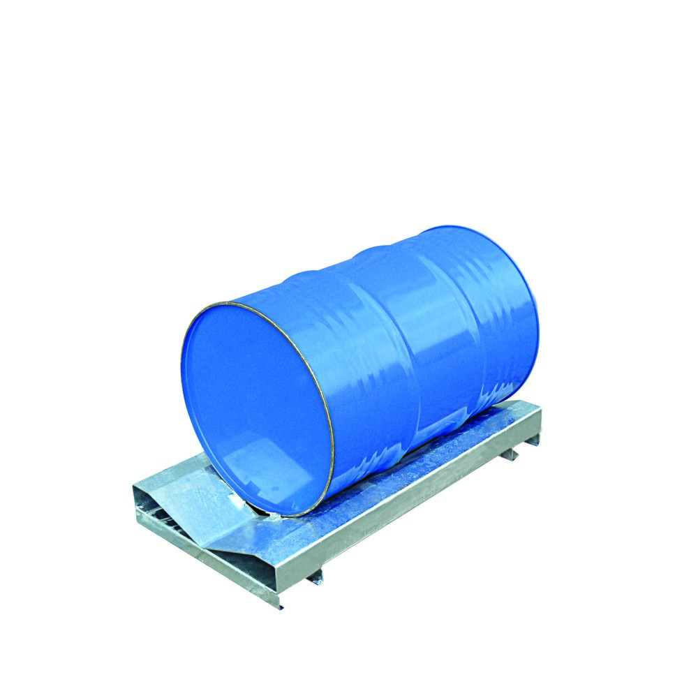 Numéro de l'image du produit 1: Eichinger® Palette à fût spécial rayonnage pour une position sûre lors du transport et dans le rayonnage, 1 x fût bleu gentiane