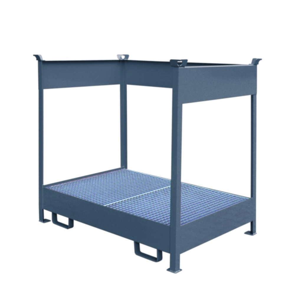 Numéro de l'image du produit 1: Eichinger® Palette à fûts empilable avec bac de rétention, 2 x fûts gris anthracite