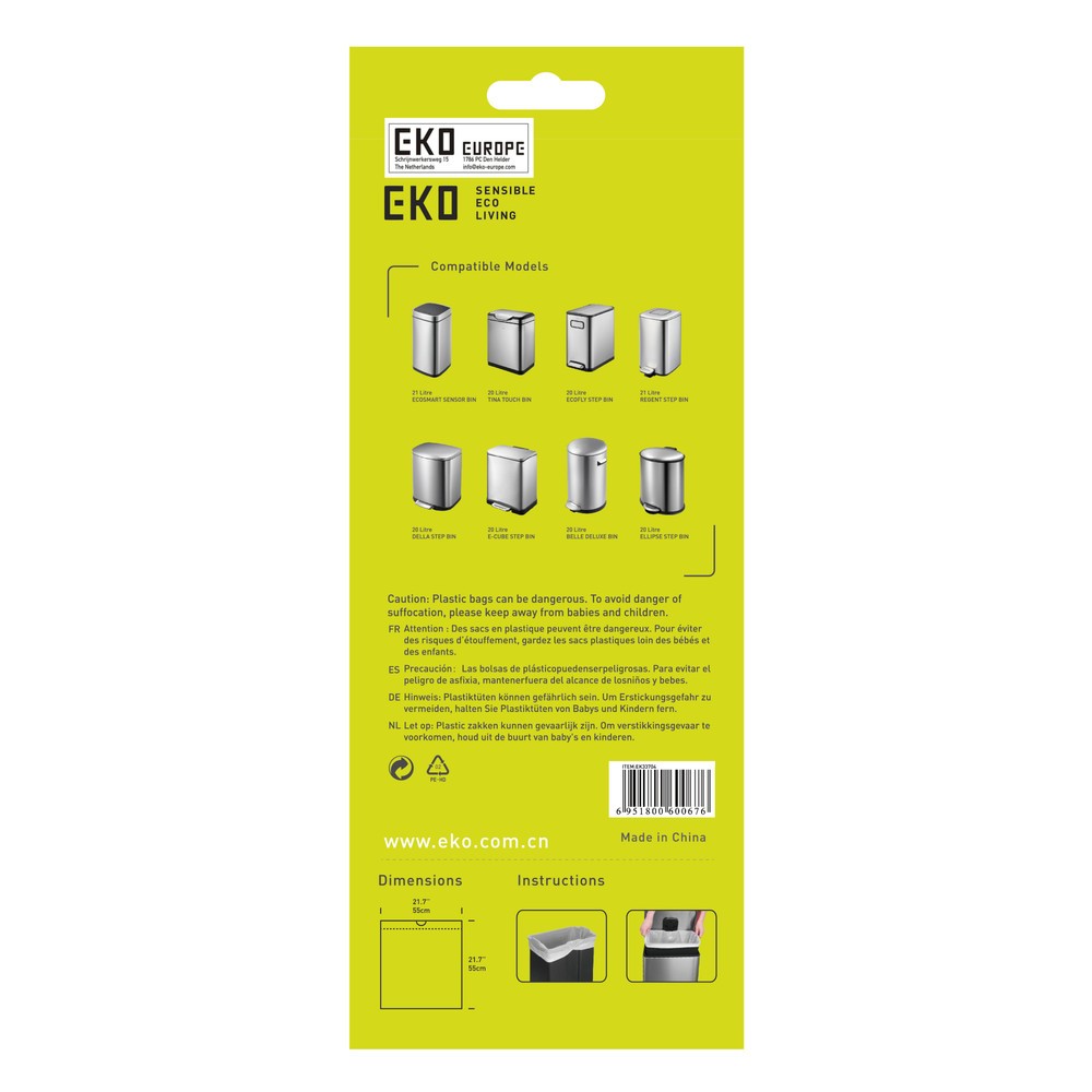 N° de l'image du produit 3 : EKO Sacs poubelle, blanc, 21 litres, 420 pcs/UV