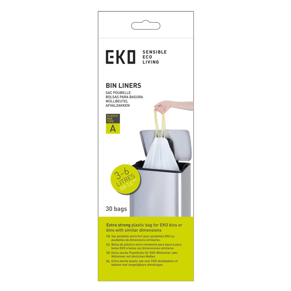 N° de l'image du produit 1 : EKO Sacs poubelle, blanc, 6 litres, 720 pcs/UV