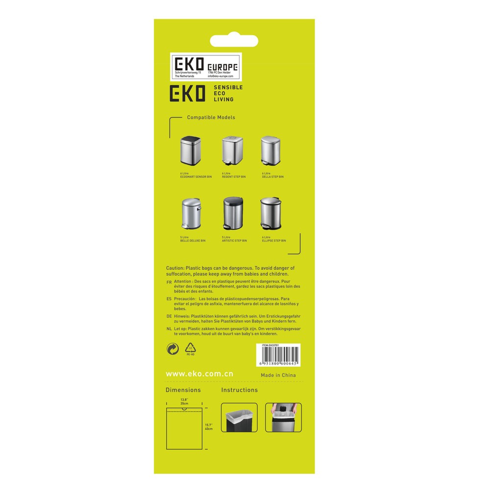 N° de l'image du produit 3 : EKO Sacs poubelle, blanc, 6 litres, 720 pcs/UV