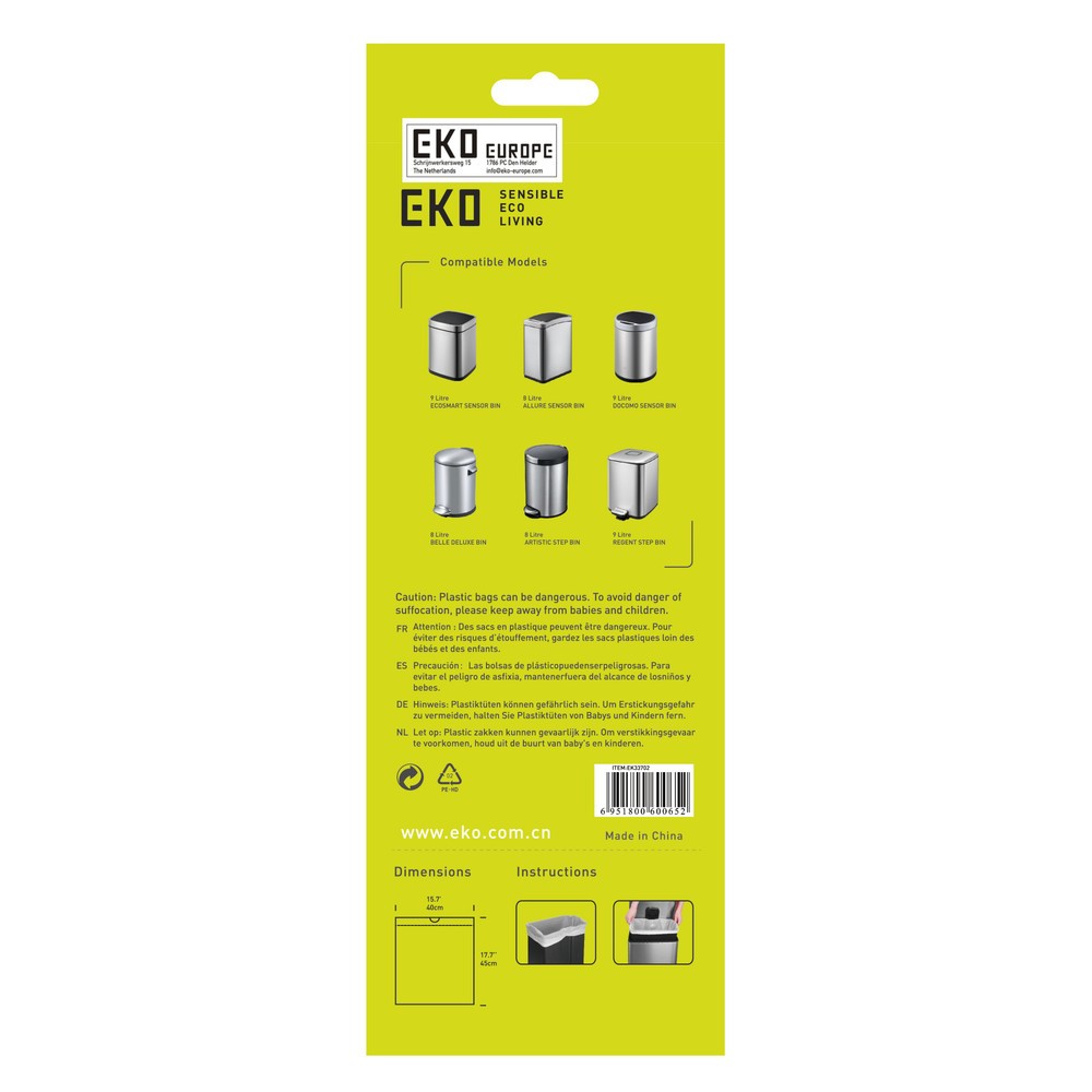 Numéro de l'image du produit 3: EKO Sacs poubelle, blanc, 9 litres, 600 pcs/UV