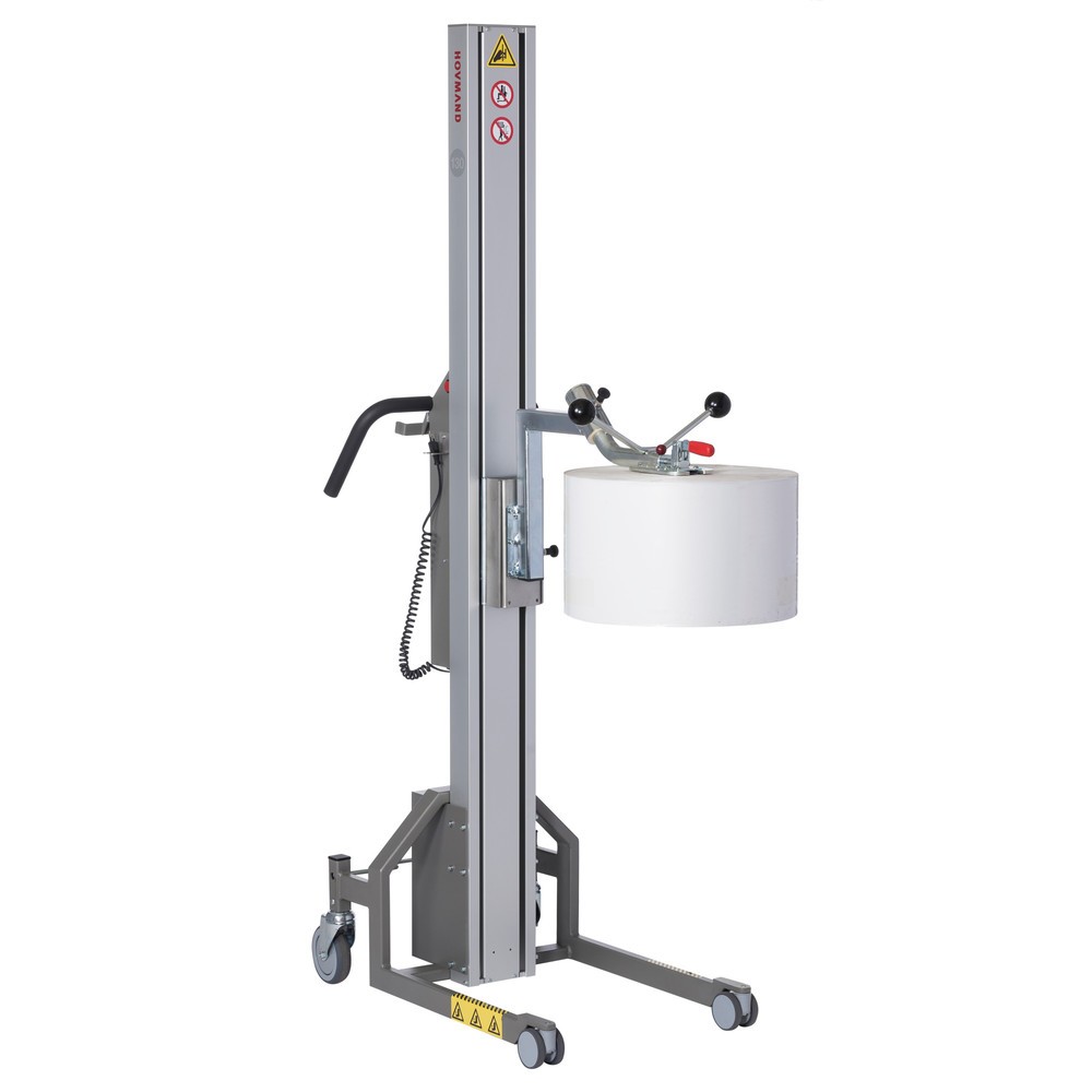 Numéro de l'image du produit 1: Élévateur HOVMAND avec manipulateur de bobines pour bobines jusqu’à 40 kg, hauteur d’élévation 2 042 mm, capacité de charge 130 kg
