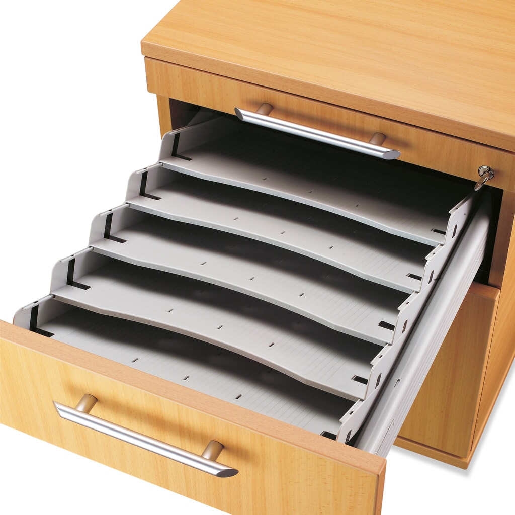 Ensemble de rangement incliné pour conteneur à roulettes Solid, 5 compartiments Illustration du produit: Ensemble de rangement incliné pour conteneur à roulettes Solid, 5 compartiments
