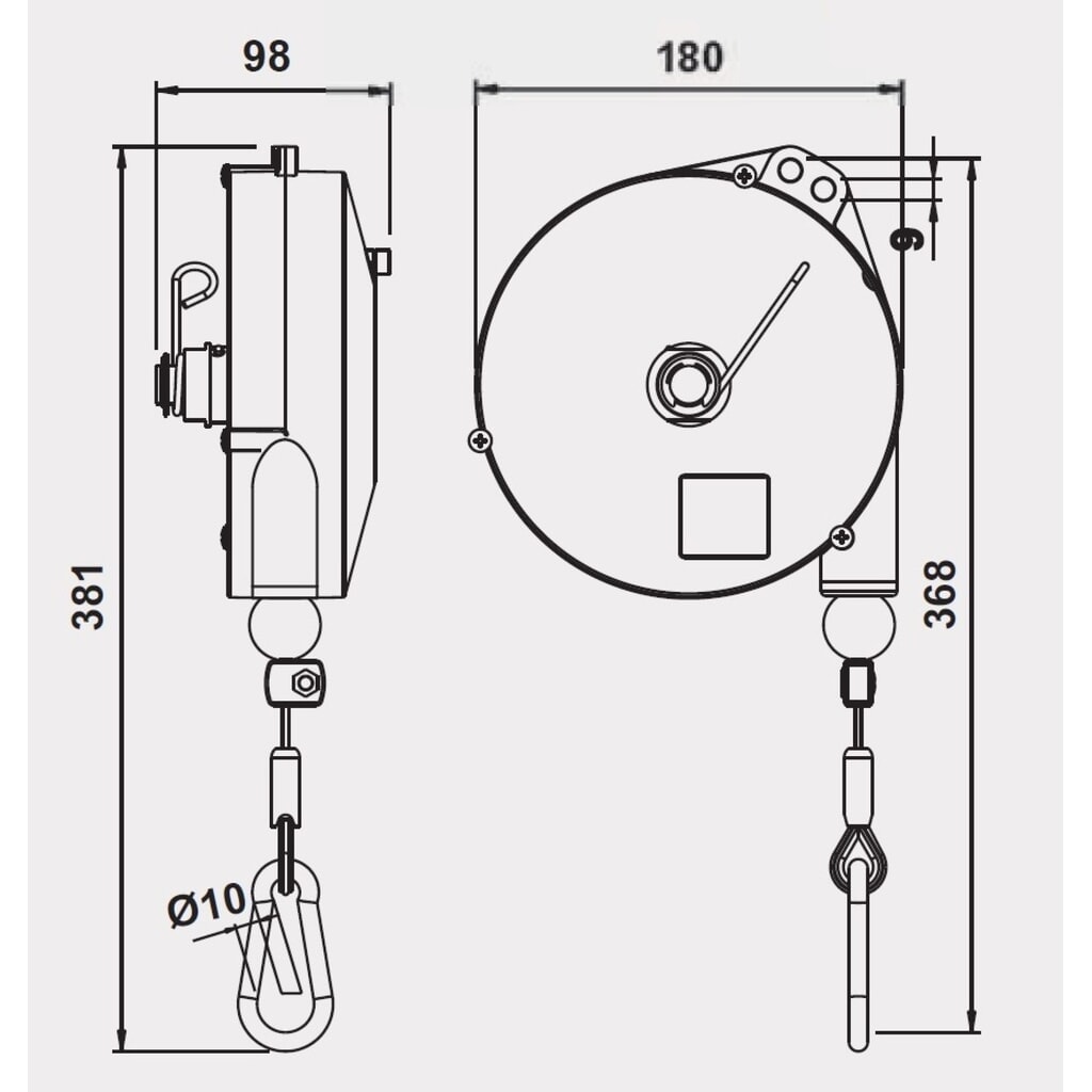 N° de l'image du produit 2 : Équilibreur à ressort Foodline, avec dispositif d’arrêt, extension de câble 2,5 m, capacité de charge 0,5-2 kg