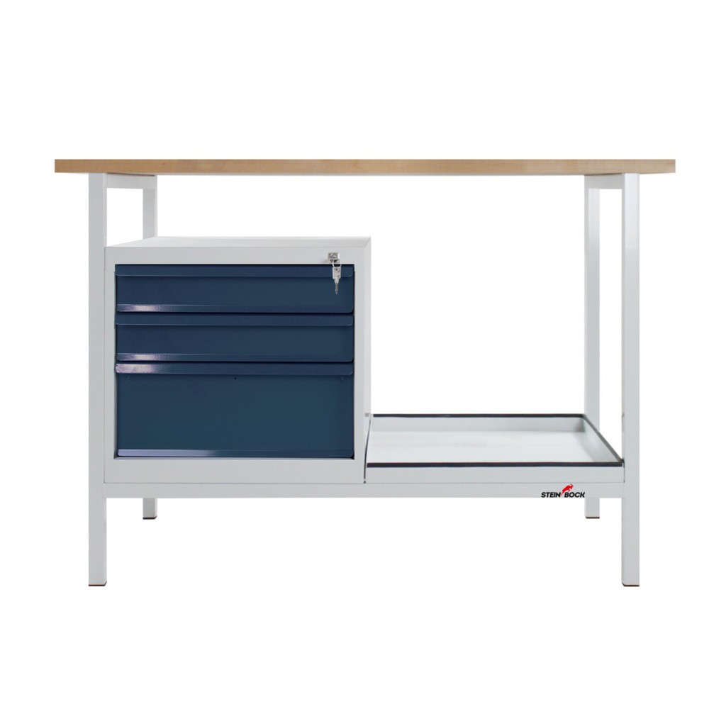 Numéro de l'image du produit 2: Établi Cube Steinbock®, 3 tiroirs, capacité de charge 300 kg, H x l x P 825 x 1 200 x 600 mm, RAL 7035/7016