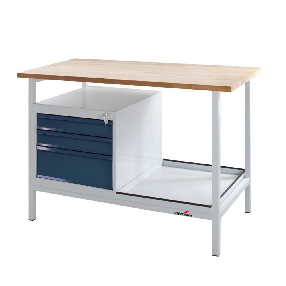 Numéro de l'image du produit 1: Établi Cube Steinbock®, 3 tiroirs, capacité de charge 300 kg, H x l x P 825 x 1 200 x 600 mm, RAL 7035/7016