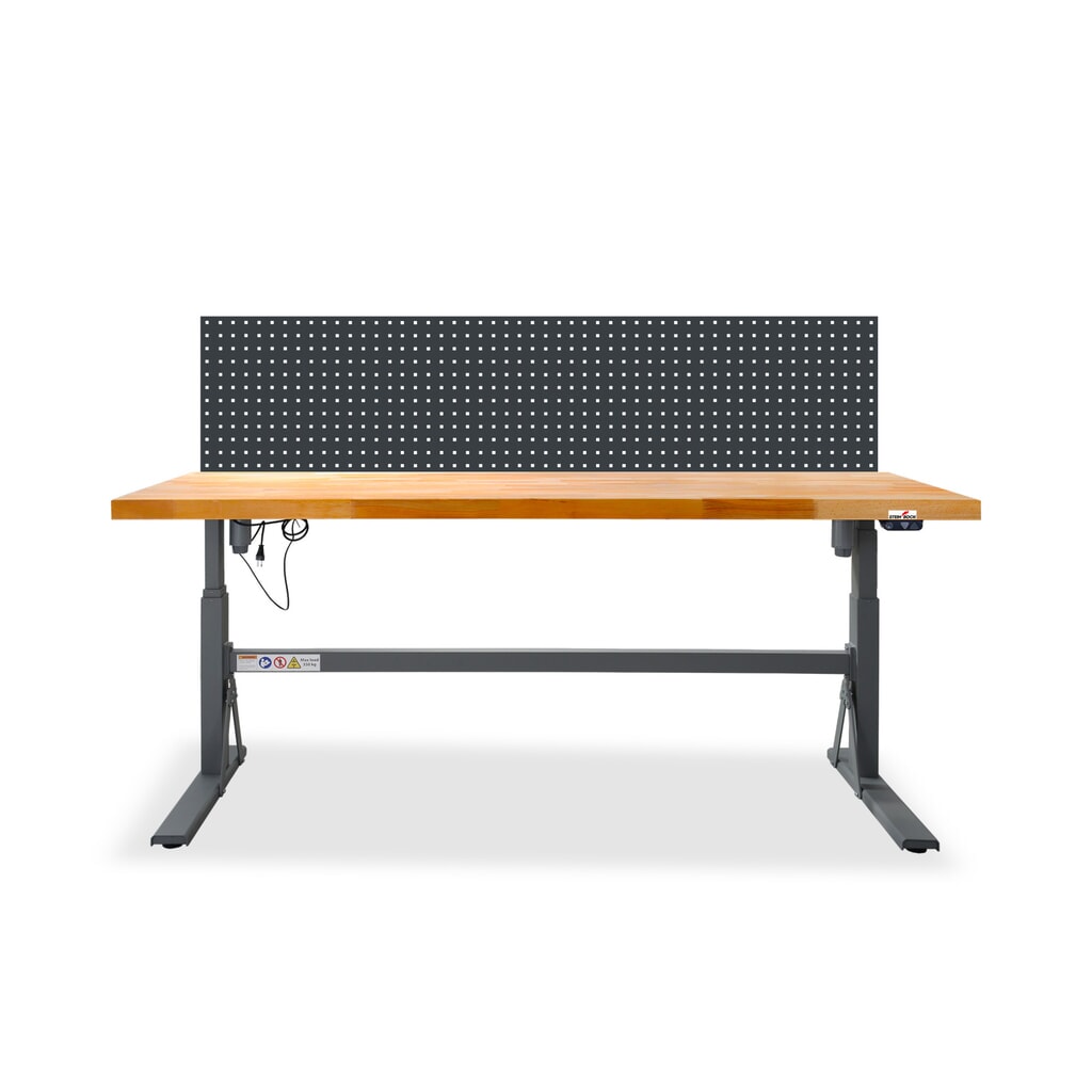 Illustration du produit: Établi électriquement réglable en hauteur e-Adjust Steinbock®, avec panneau perforé, H x l x p 700-1 170 x 2 000 x 750 mm, capacité de charge 350 kg