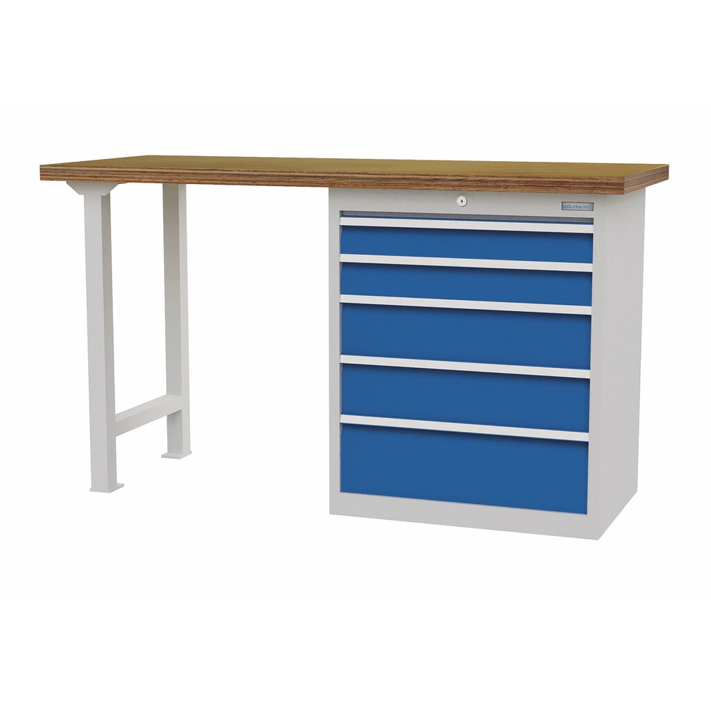 Établi en ligne avec 5 tiroirs Bedrunka+Hirth, capacité de charge de 1 000 kg, H x l x P 859 x 1 500 x 600 mm N° de l'image du produit 1 : Établi en ligne avec 5 tiroirs Bedrunka+Hirth, capacité de charge de 1 000 kg, H x l x P 859 x 1 500 x 600 mm