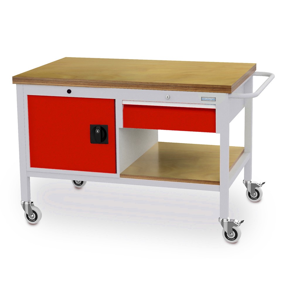Numéro de l'image du produit 1: Établi mobile Bedrunka+Hirth, armoire, 1 tiroir, rouge signalisation