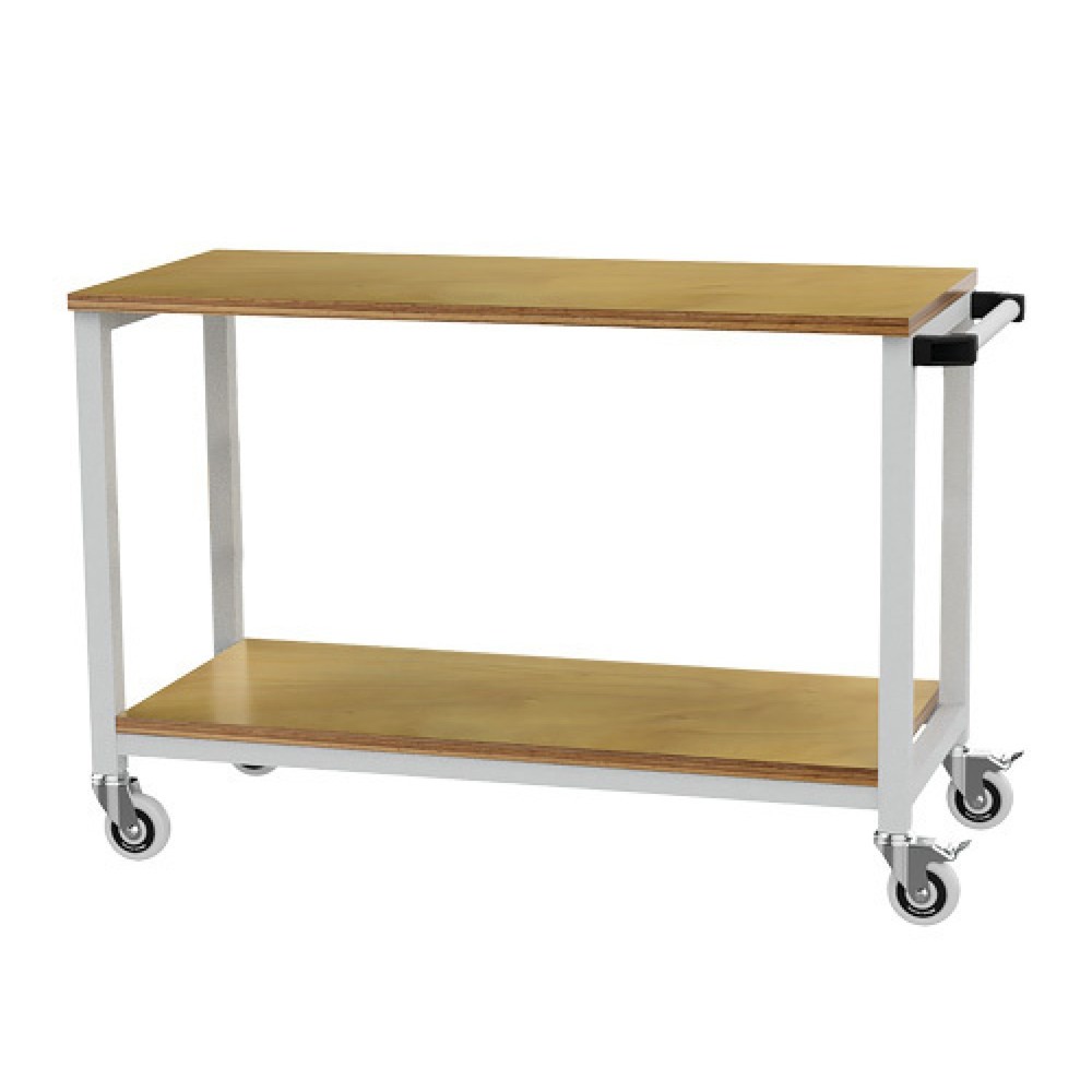 Numéro de l'image du produit 1: Établi mobile R 18-16 Bedrunka+Hirth, H x l x P 880 x 1 200 x 540 mm, gris clair, 1 tablette