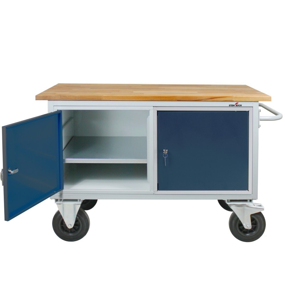 Numéro de l'image du produit 6: Établi Motion Steinbock®, mobile, 2 portes, capacité de charge 500 kg, H x l x P 827 x 1 300 x 600 mm, RAL 7035/7016