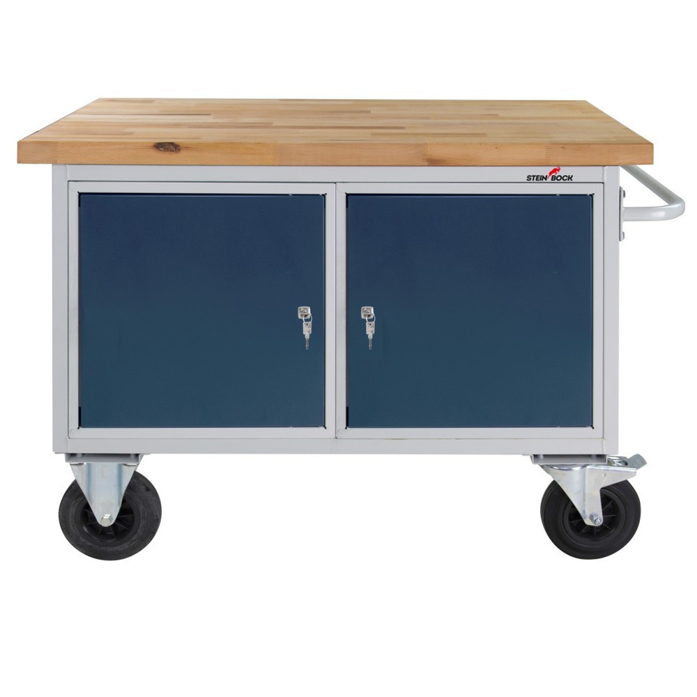 Numéro de l'image du produit 1: Établi Motion Steinbock®, mobile, 2 portes, capacité de charge 500 kg, H x l x P 827 x 1 300 x 600 mm, RAL 7035/7016