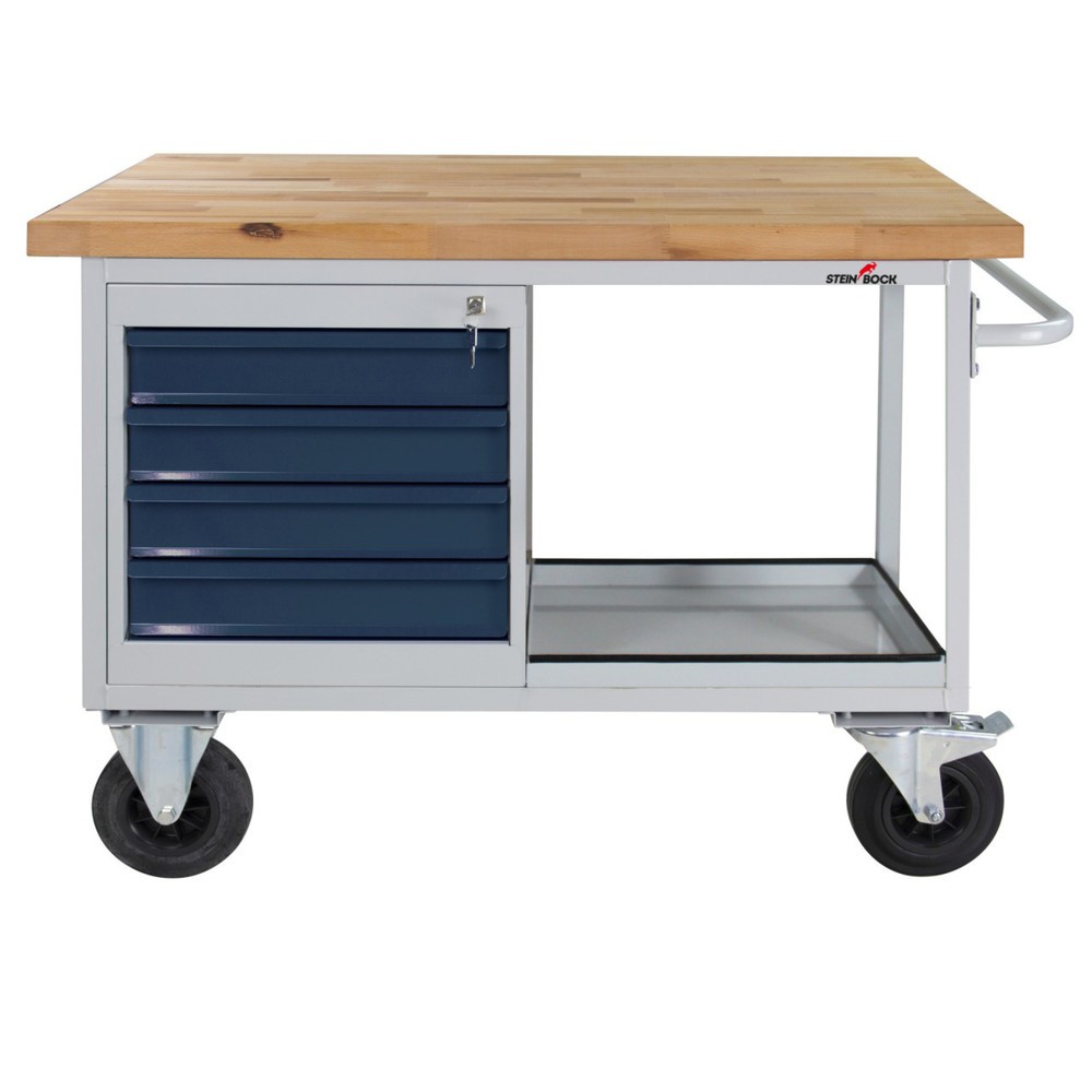 Numéro de l'image du produit 1: Établi Motion Steinbock®, mobile, 4 tiroirs, capacité de charge 500 kg, H x l x P 827 x 1 300 x 600 mm, RAL 7035/7016