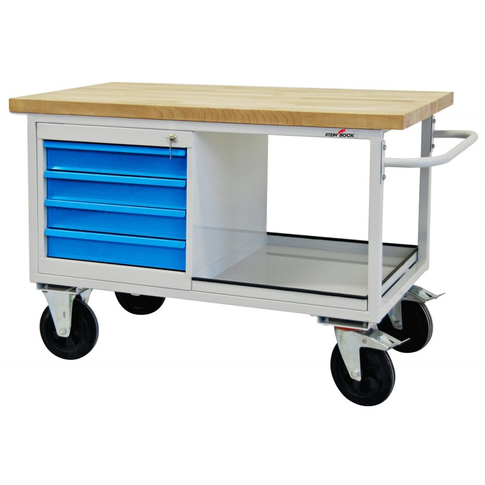 N° de l'image du produit 1 : Établi Motion Steinbock®, mobile, 4 tiroirs, capacité de charge 500 kg, H x l x P 827 x 1 300 x 600 mm, RAL 7035/5012