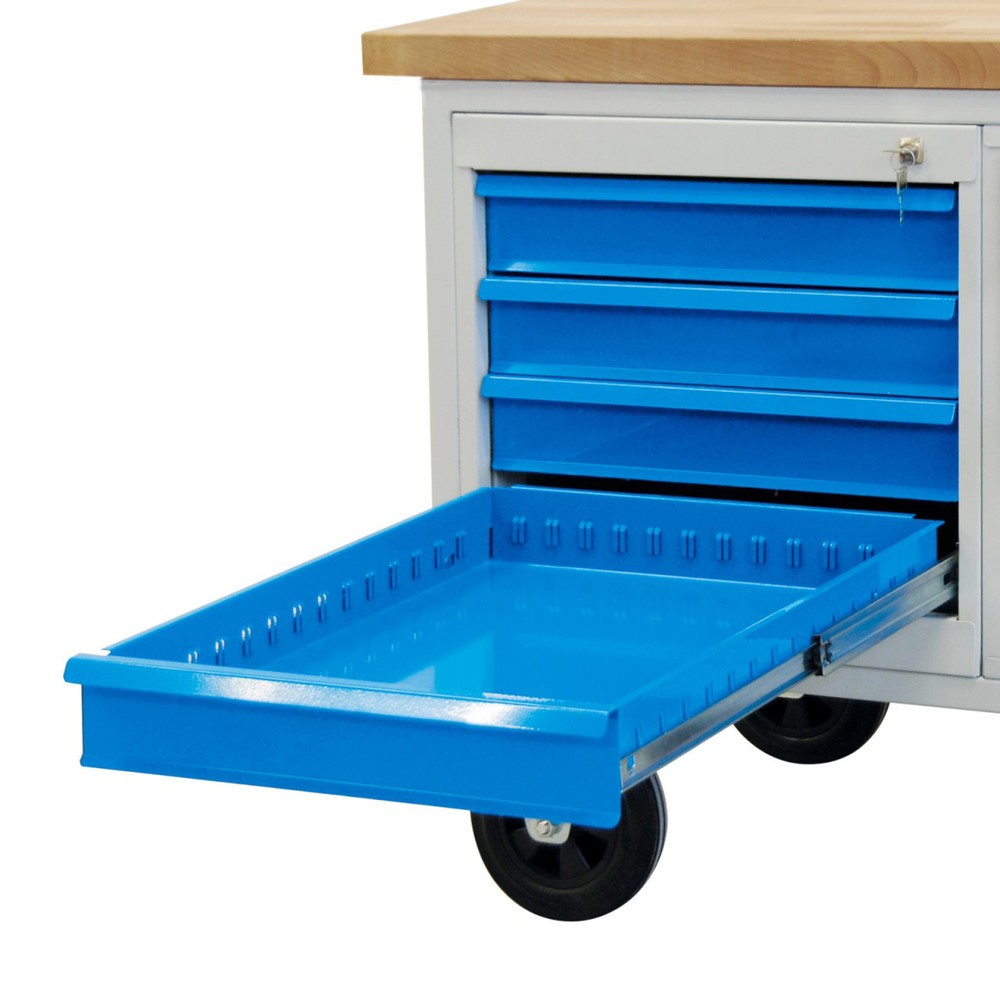 N° de l'image du produit 2 : Établi Motion Steinbock®, mobile, 4 tiroirs, capacité de charge 500 kg, H x l x P 827 x 1 300 x 600 mm, RAL 7035/5012