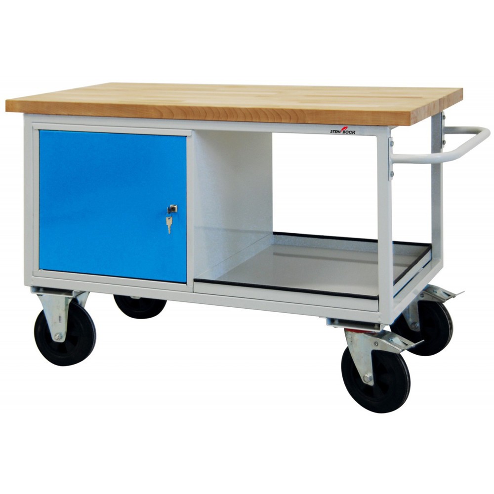 Illustration du produit: Établi Motion Steinbock®, mobile, 1 porte, capacité de charge 500 kg, H x l x P 827 x 1 300 x 600 mm, RAL 7035/5012