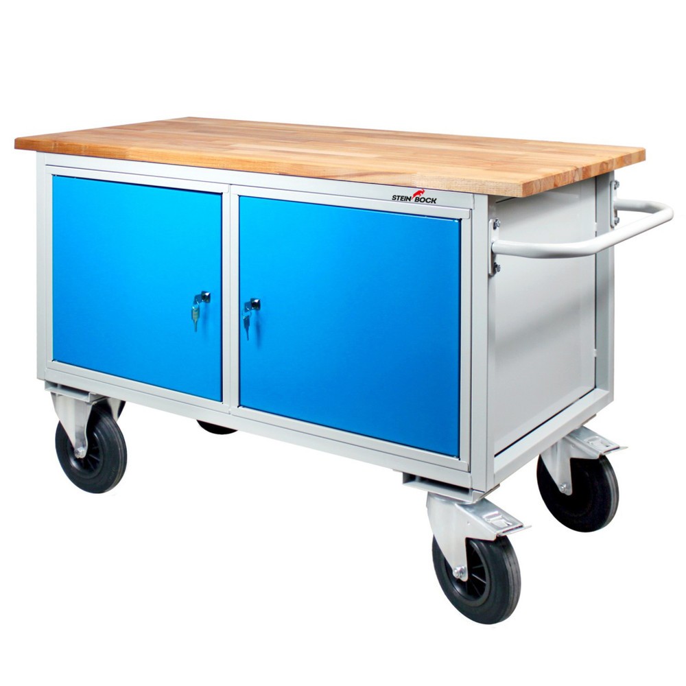 Numéro de l'image du produit 1: Établi Motion Steinbock®, mobile, 2 portes, capacité de charge 500 kg, H x l x P 827 x 1 300 x 600 mm, RAL 7035/5012