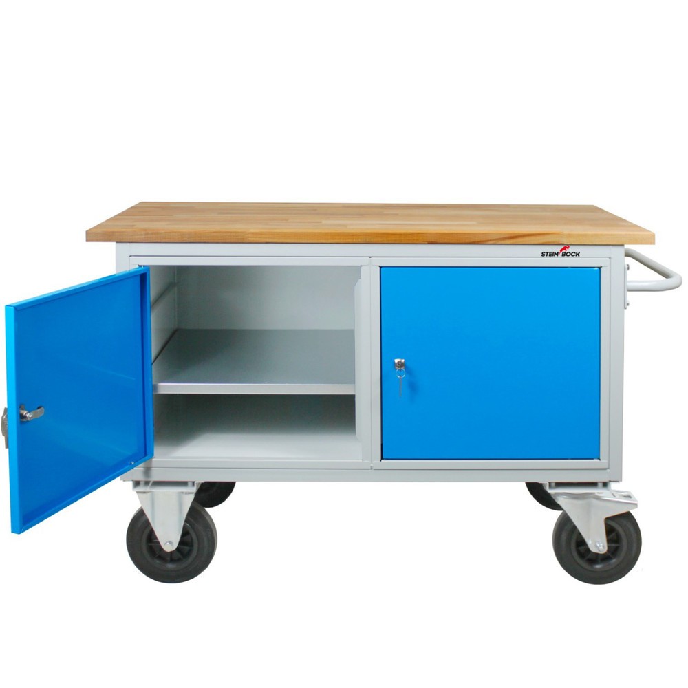Numéro de l'image du produit 4: Établi Motion Steinbock®, mobile, 2 portes, capacité de charge 500 kg, H x l x P 827 x 1 300 x 600 mm, RAL 7035/5012