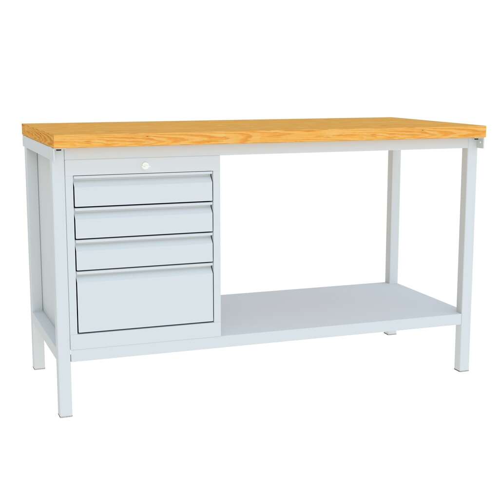 Établi PAVOY avec bloc-tiroir, H x l x P 900 x 1 500 x 700 mm, gris clair, gris clair N° de l'image du produit 1 : Établi PAVOY avec bloc-tiroir, H x l x P 900 x 1 500 x 700 mm, gris clair, gris clair