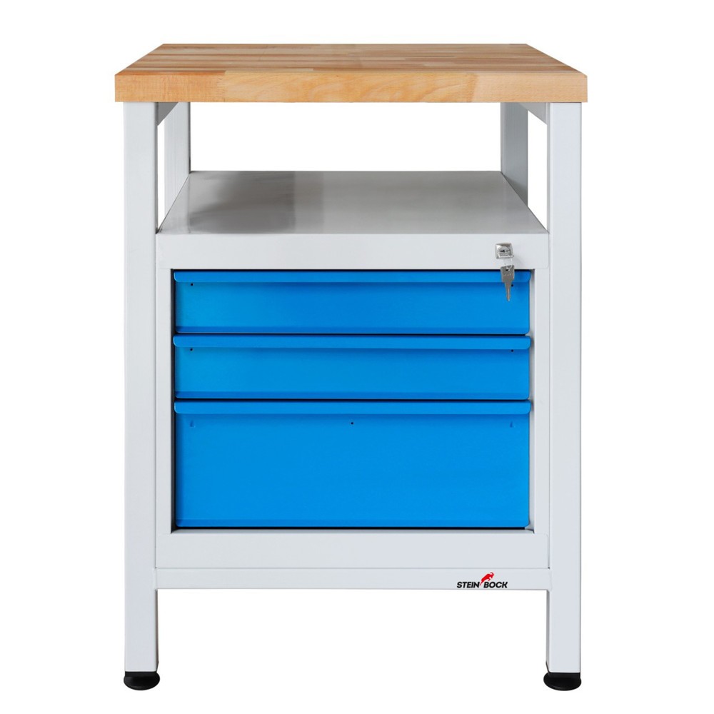 Numéro de l'image du produit 2: Établi Premium Steinbock®, 1 rangement, 3 tiroirs, capacité de charge 300 kg, H x l x P 840 x 600 x 600 mm, RAL 7035/5012
