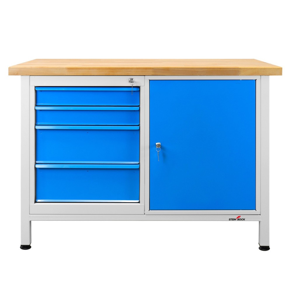 Numéro de l'image du produit 6: Établi Premium Steinbock®, 4 tiroirs, 1 porte, capacité de charge 300 kg, H x l x P 840 x 1 200 x 600 mm, RAL 7035/5012
